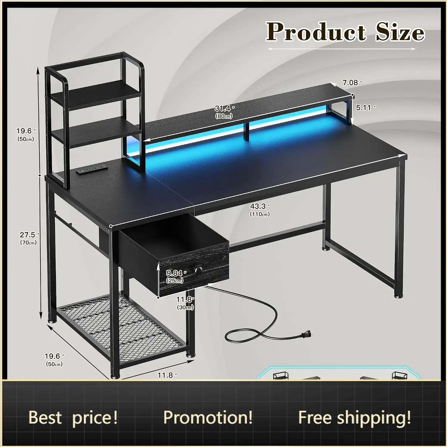 Home Office Desk With Drawers - 44