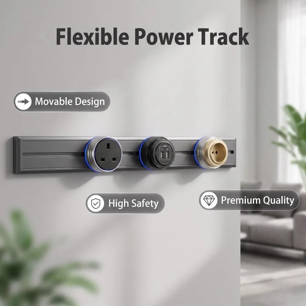 Home Office In Uk - Wall Power Track Socket with Steel