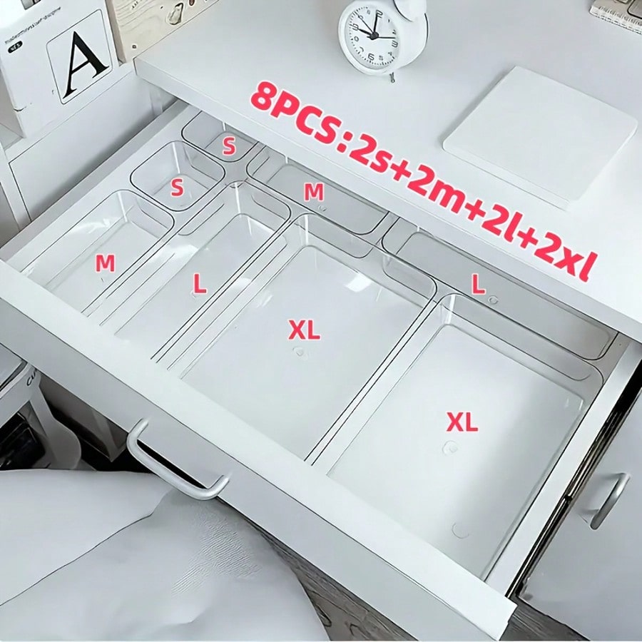8pcs Transparent Acrylic Makeu - Home Office Desk With Drawers recension och pris