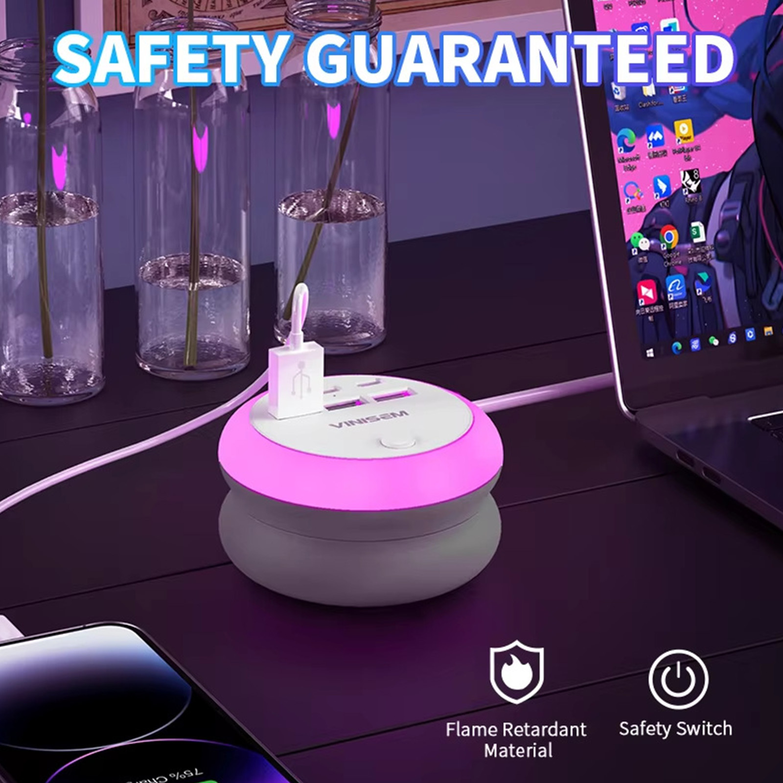 Fast Charging Power Strip Roun - Home Office In Uk recension och pris