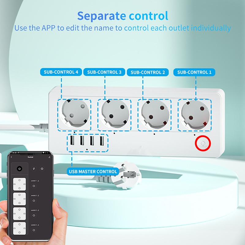 WiFi ZigBee Smart Power Strip  - Home Office In Uk recension och pris