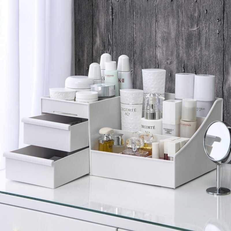 1PC White Plastic Makeup Stora - Home Office Desk With Drawers recension och pris